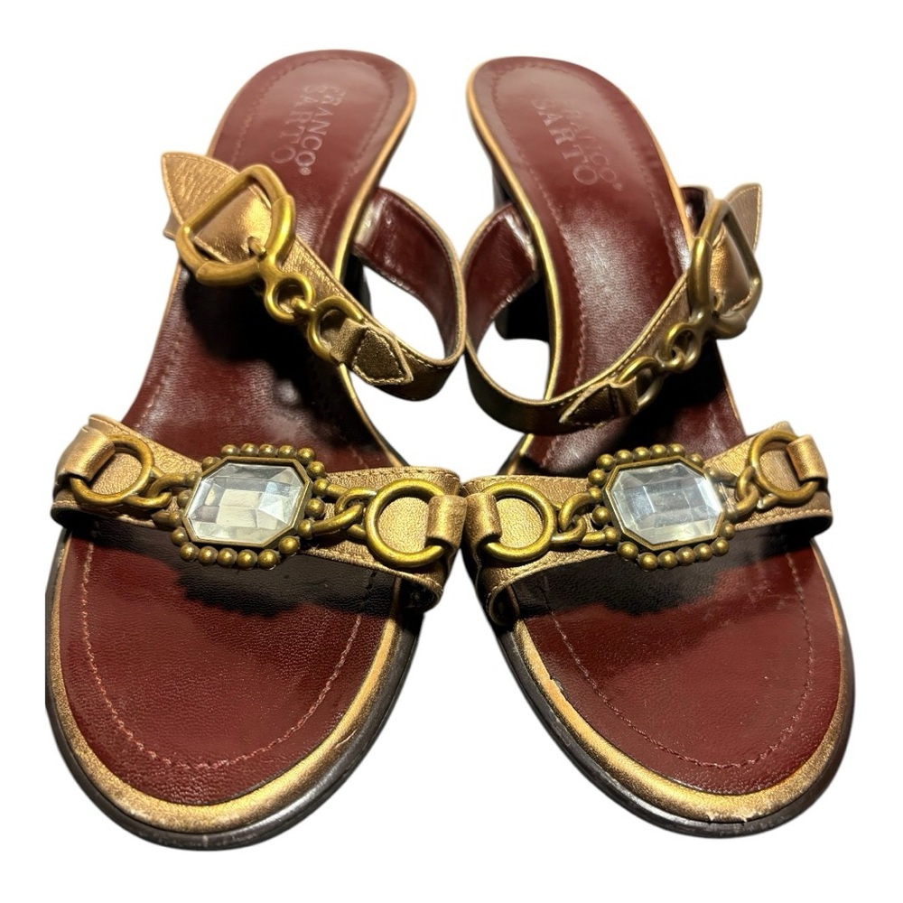 FRANCO SARTO Vintage Jewelled Strap Slip-On Sandals
